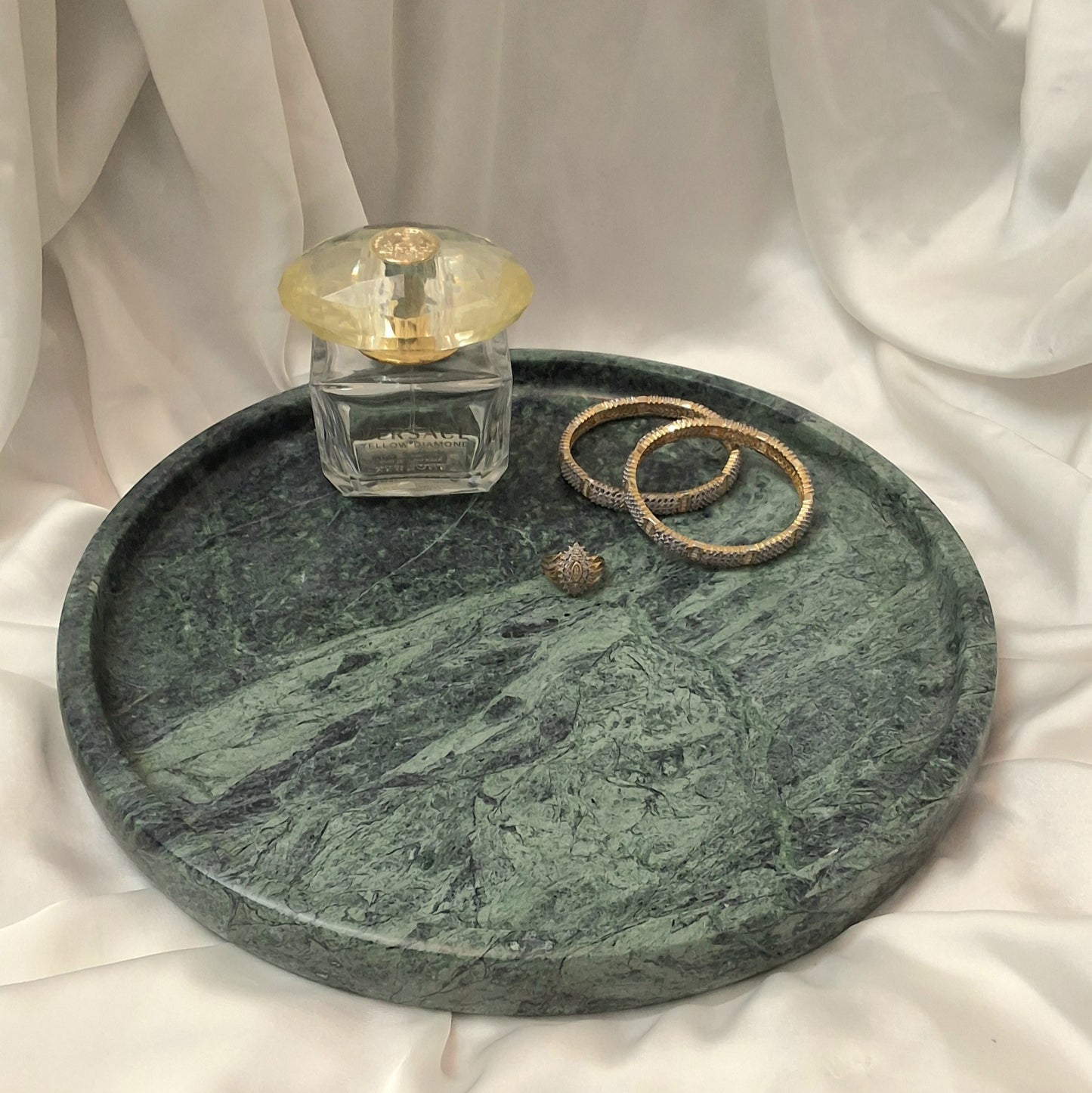 Jungle Green Marble Tray-Round