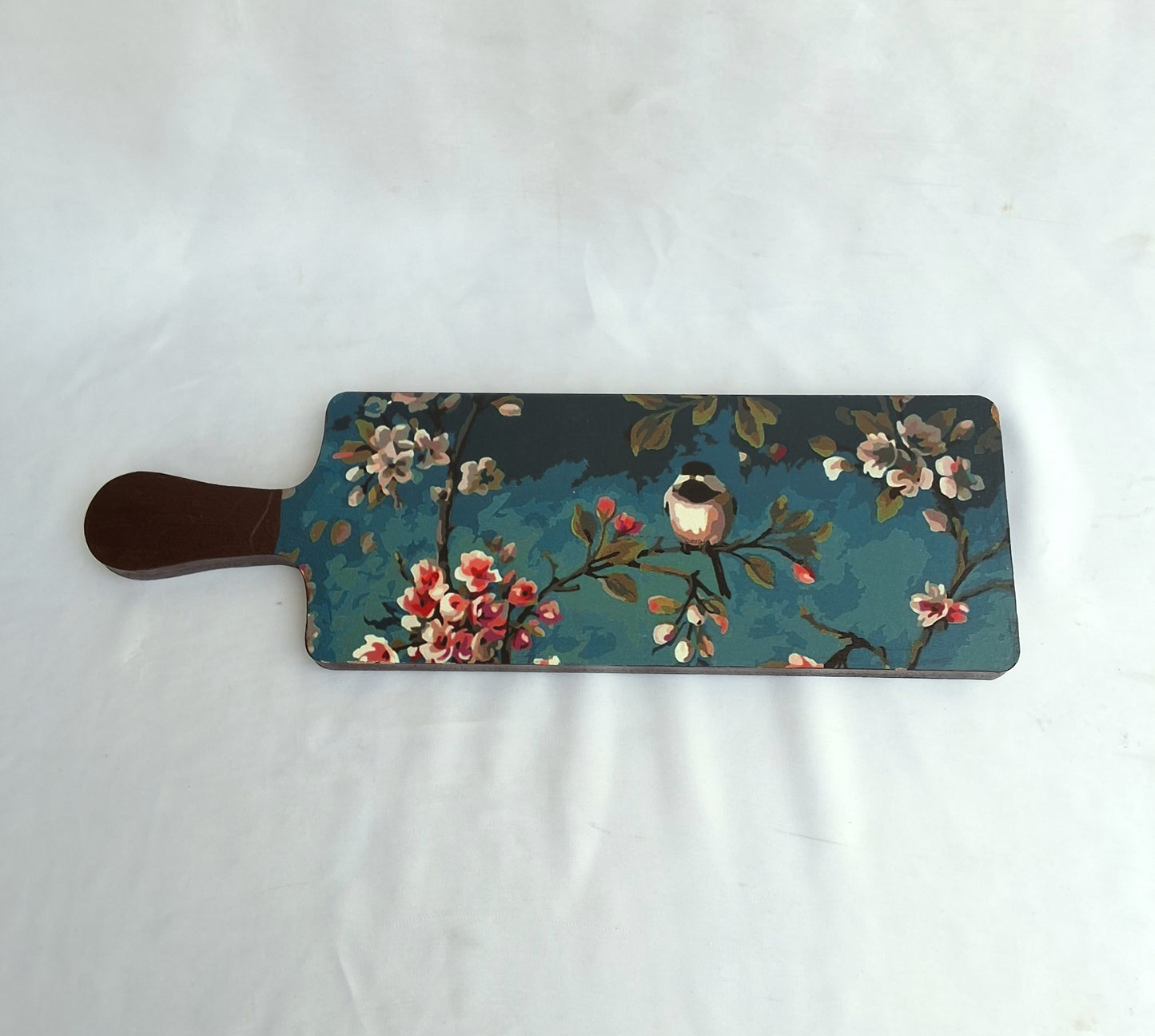 'Teal Bloom' Wooden Platter