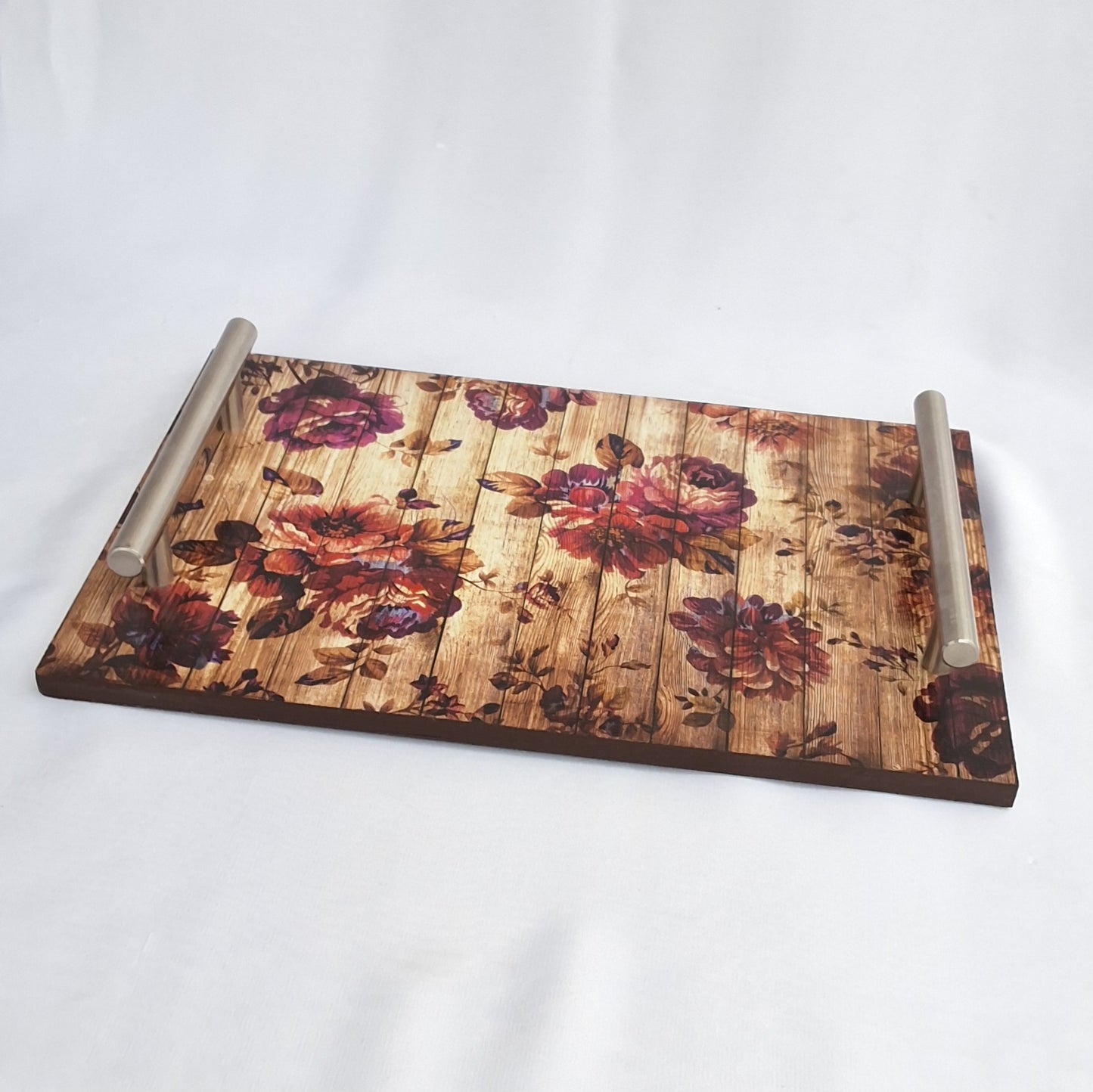 Rustic Bloom Wooden Tray
