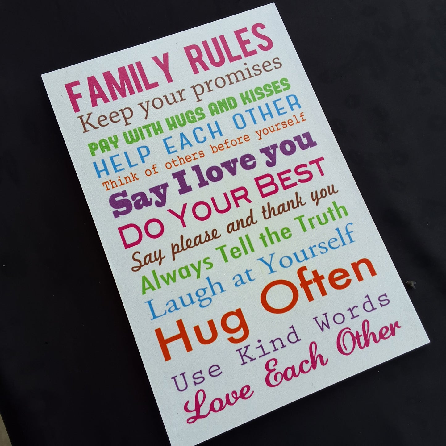 'Family Rules' Wooden Wall Decor