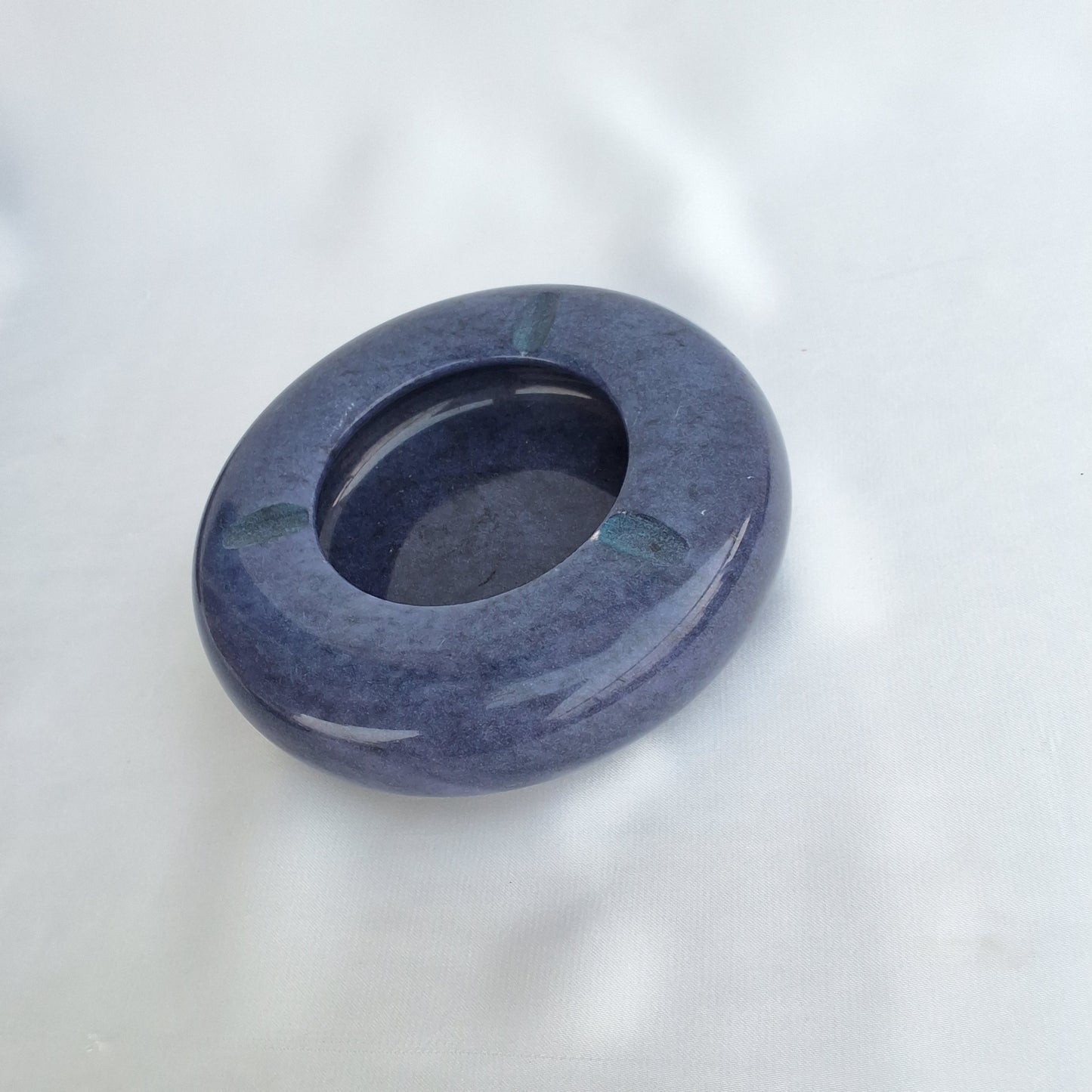 Handmade ashtray made from natural marble in Pakistan. Tinted ashtray. Blue ashtray. Home decor piece