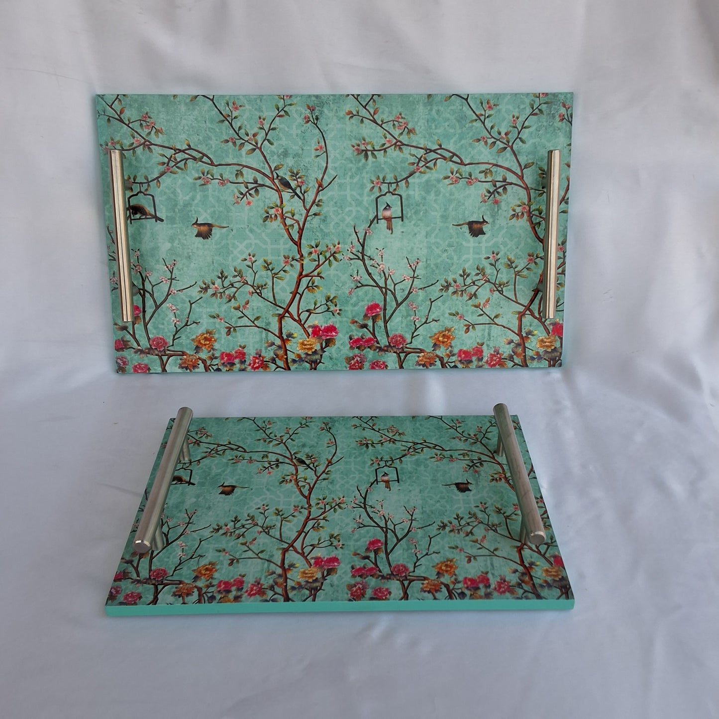 Digitally printed multipurpose wooden trays. Can be used as serving tray as a decorative tray or as a perfume tray.
