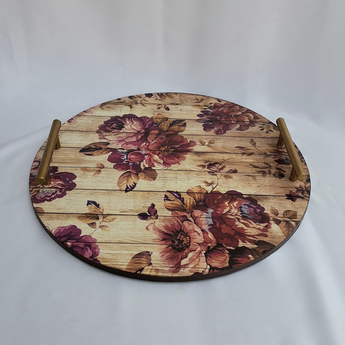 wooden tray in Pakistan. floral print. Can be used as a decorative tray or as a serving tray.
