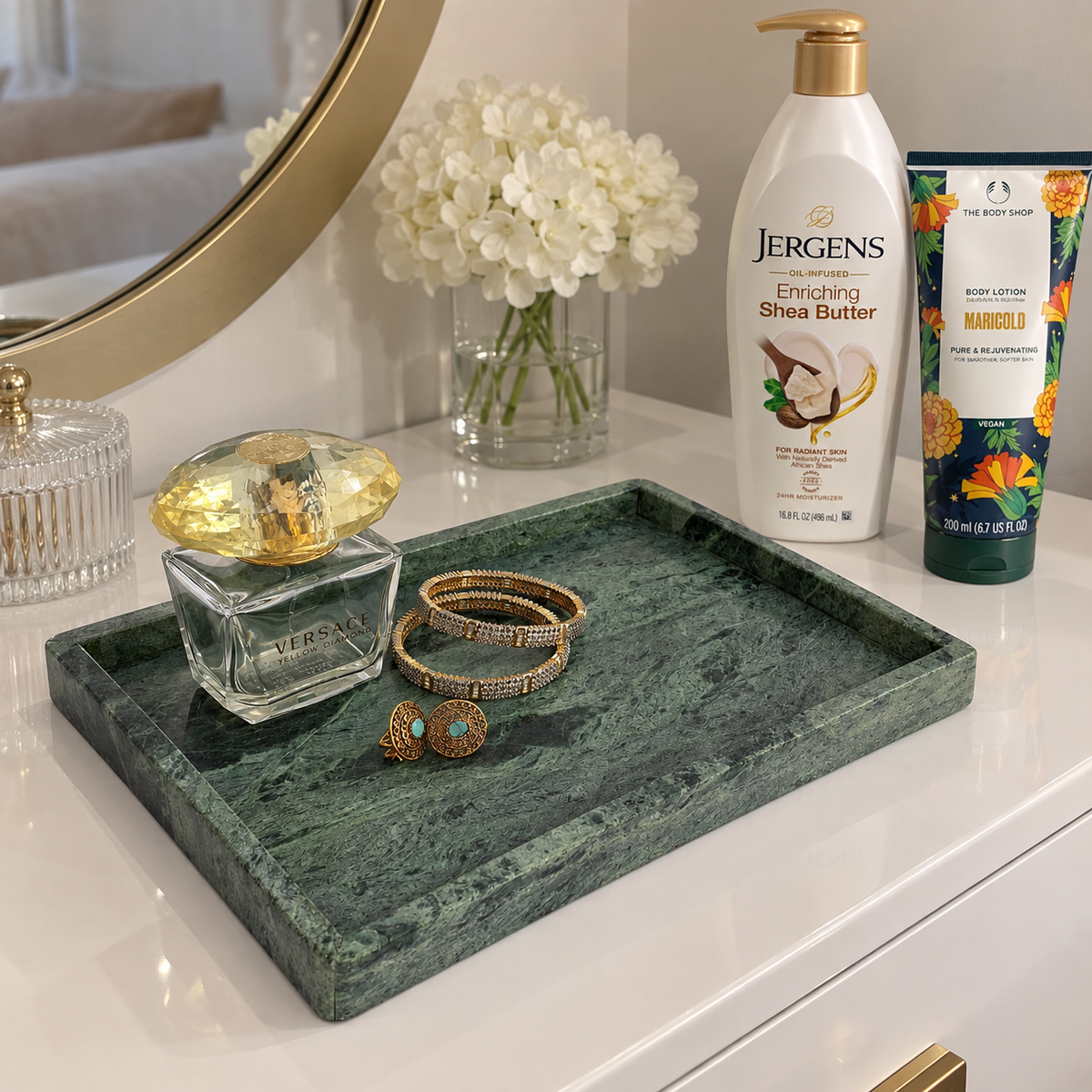 Jungle Green Marble Tray-Rectangular