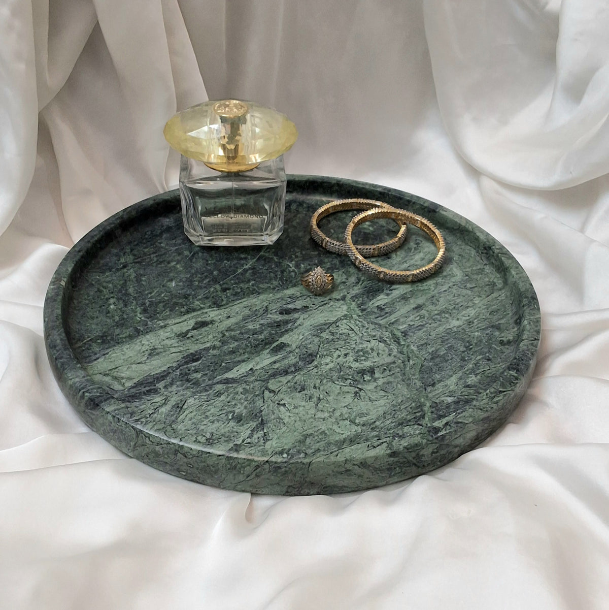 Jungle Green Marble Tray-Round