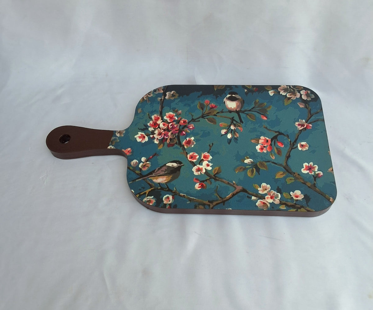 Teal Bloom Wooden Cheeseboard / Platter
