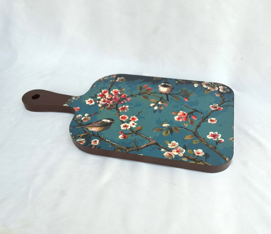 Teal Bloom Wooden Cheeseboard / Platter