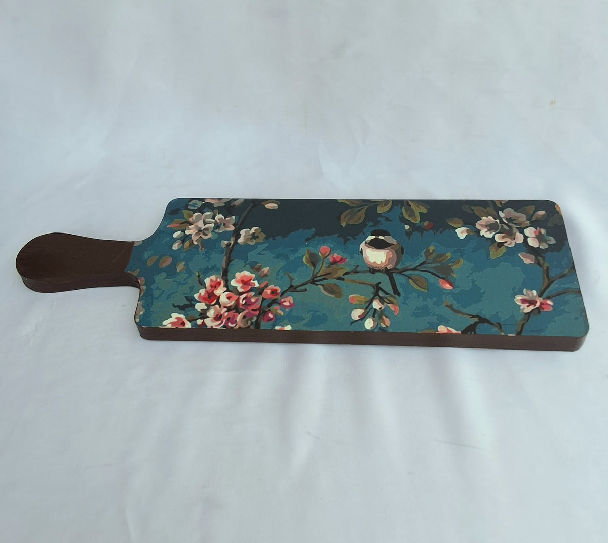 'Teal Bloom' Wooden Platter