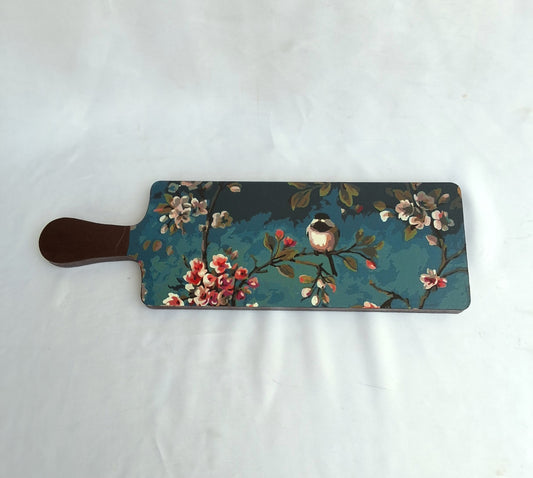 'Teal Bloom' Wooden Platter