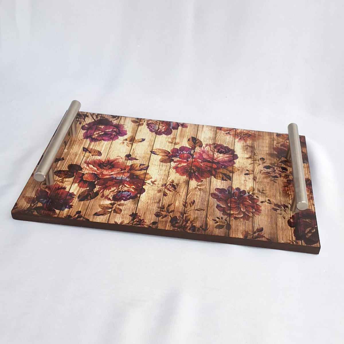 Rustic Bloom Wooden Tray