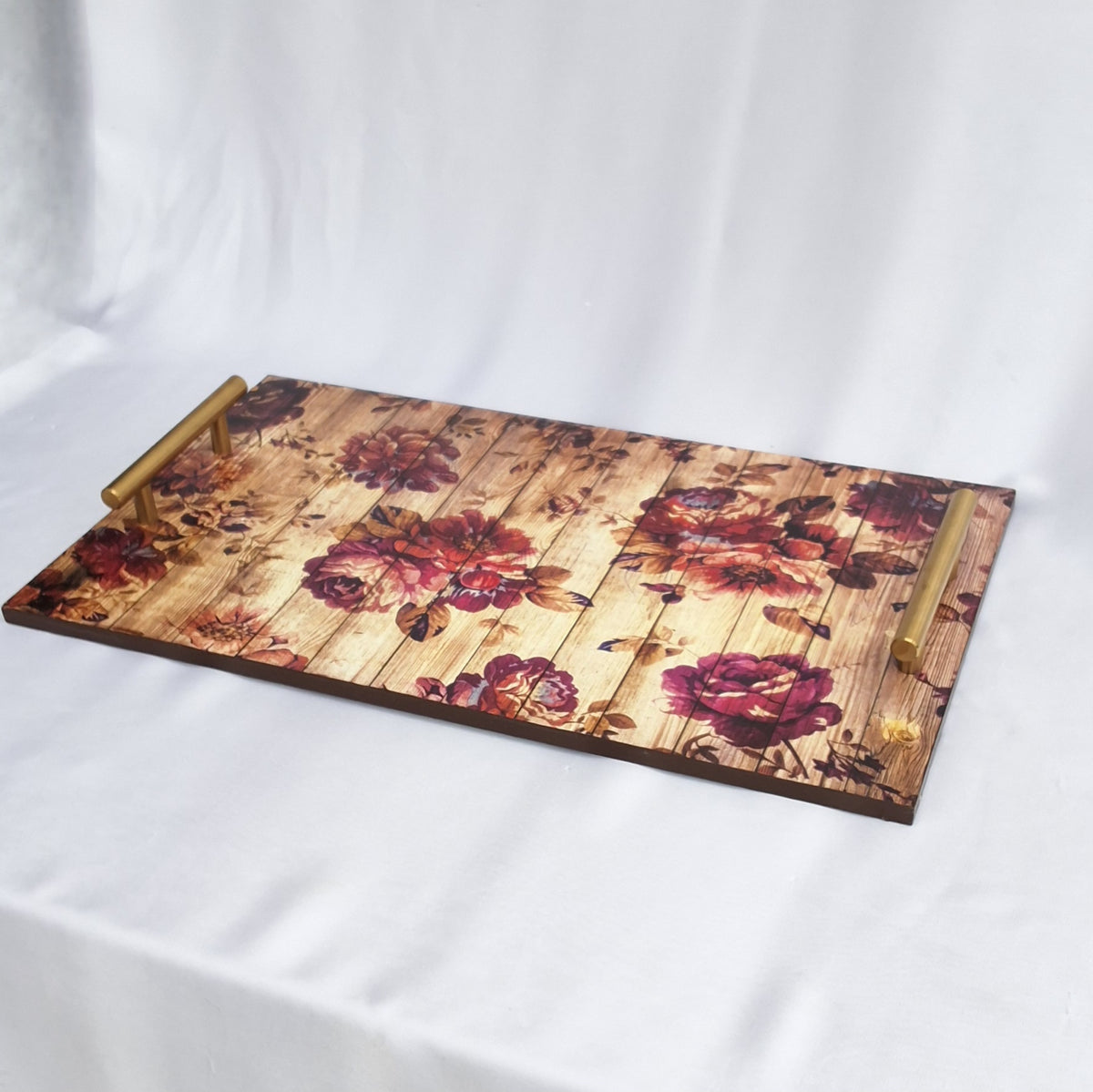 Rustic Bloom Wooden Tray