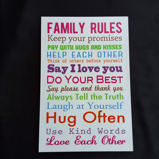 'Family Rules' Wooden Wall  Decor
