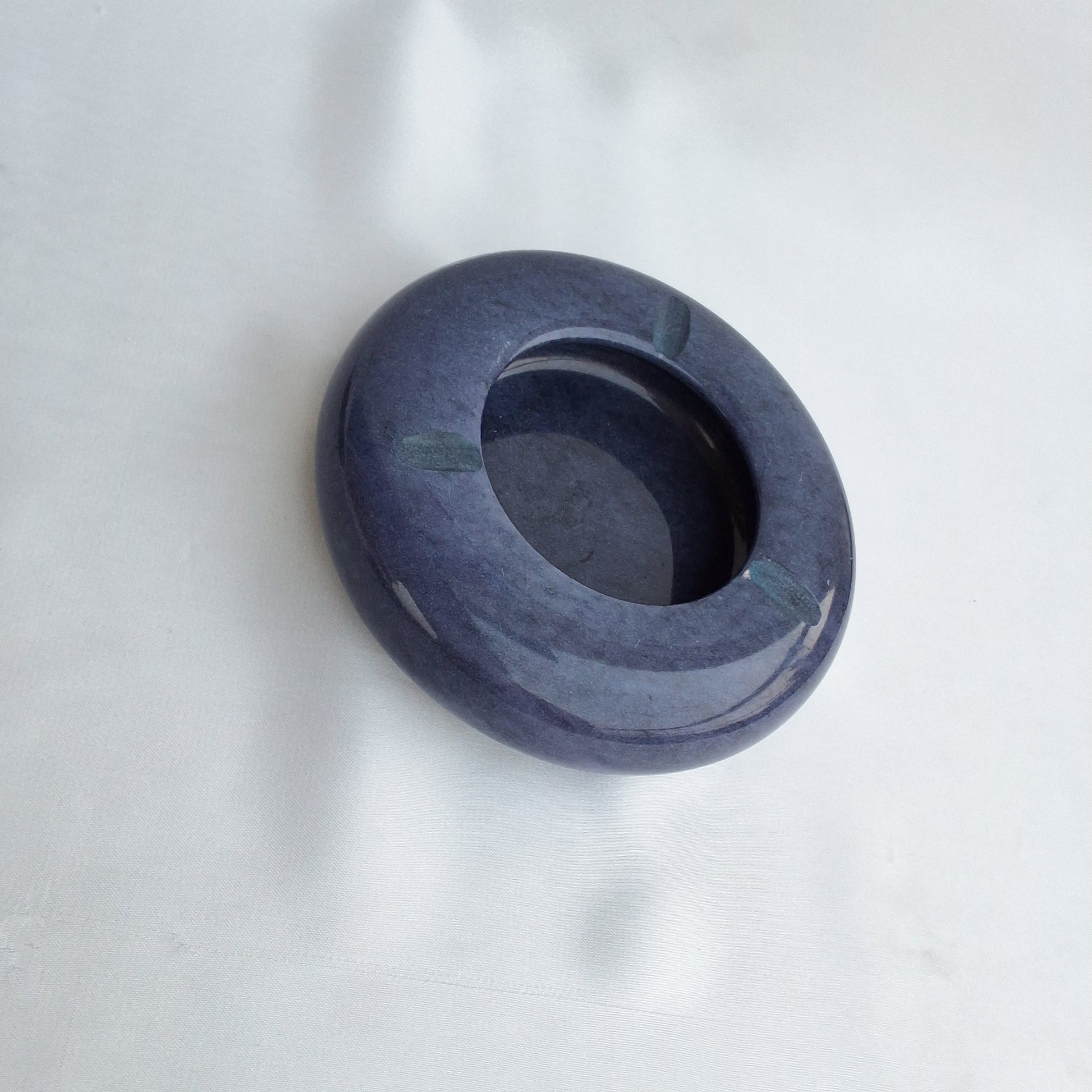 Handmade ashtray made from natural marble in Pakistan. Tinted ashtray. Blue ashtray. Home decor piece 