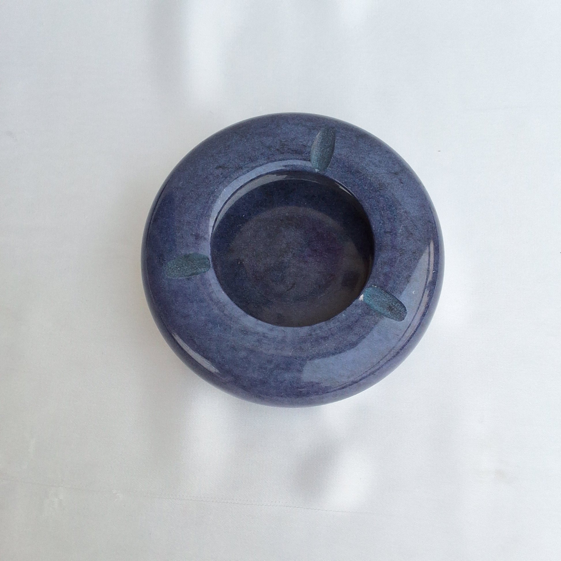 Handmade ashtray made from natural marble in Pakistan. Tinted ashtray. Blue ashtray. Home decor piece 