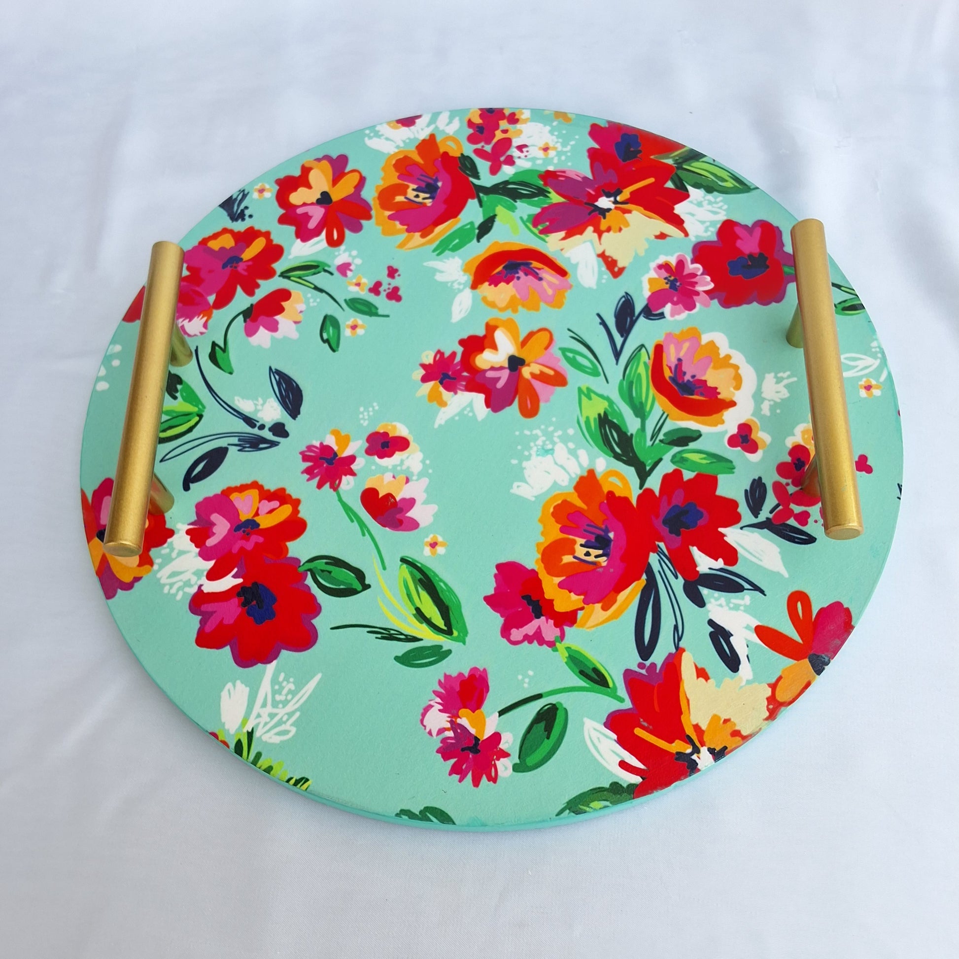 Floral wooden tray in Pakistan, digitally printed, floral decorative tray, floral serving tray
