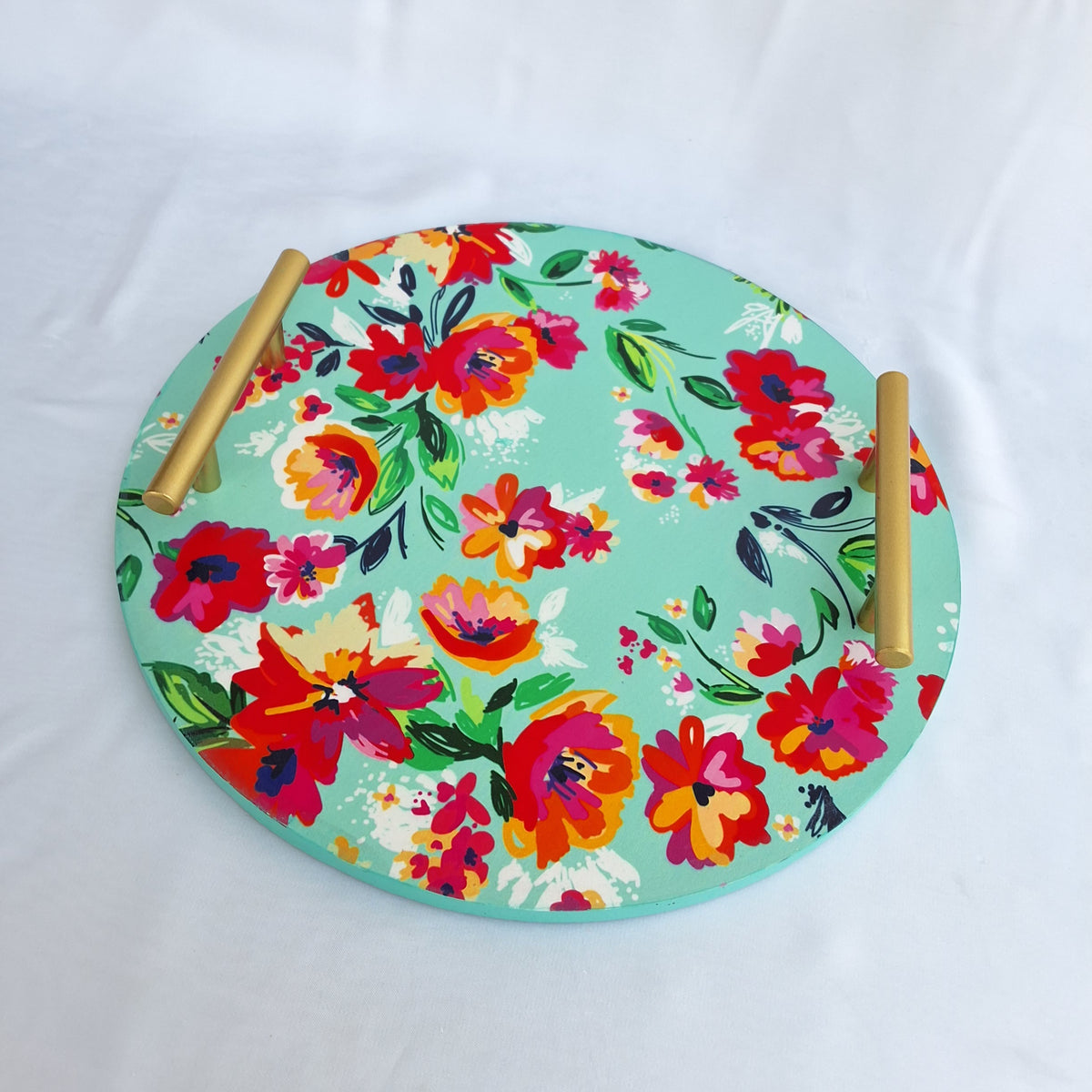 Floral wooden tray in Pakistan, digitally printed. Decorative tray, serving tray