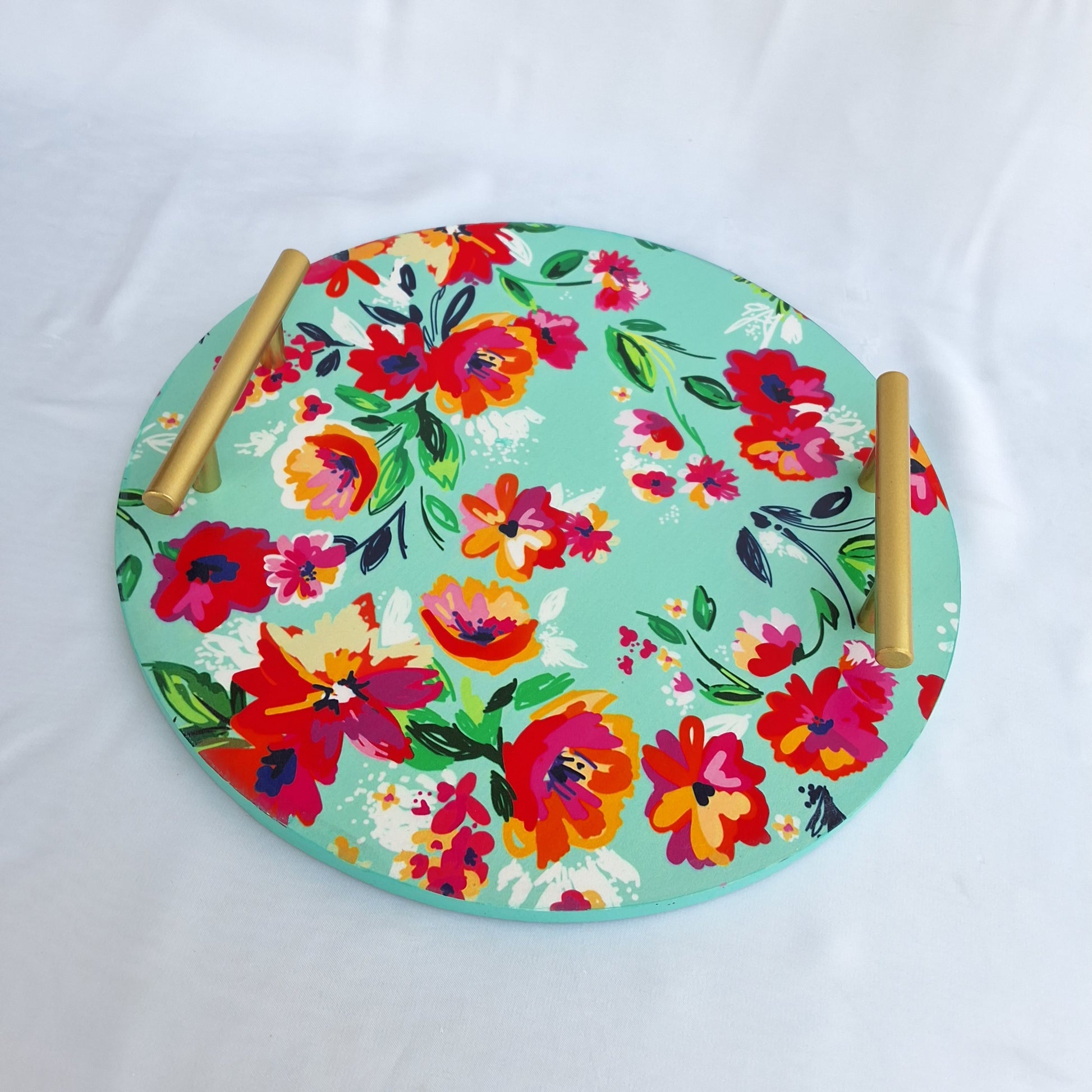 Floral wooden tray in Pakistan, digitally printed. Decorative tray, serving tray