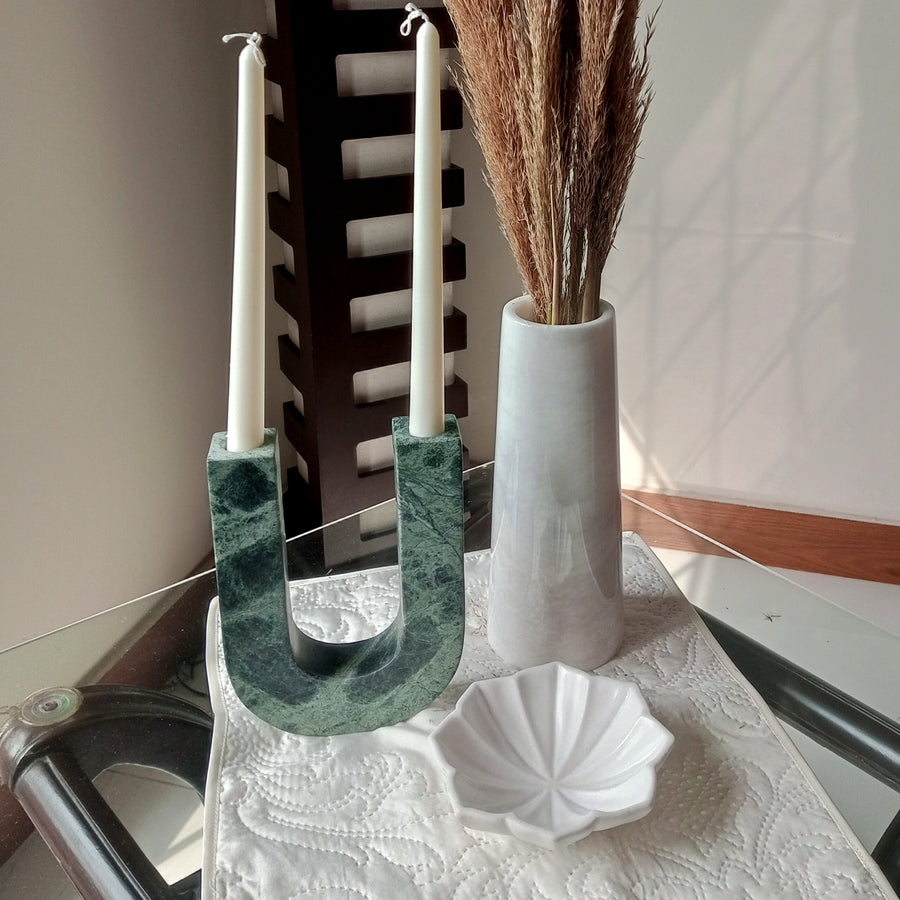 Hand crafted Green marble candle holder. perfect home decor and gift