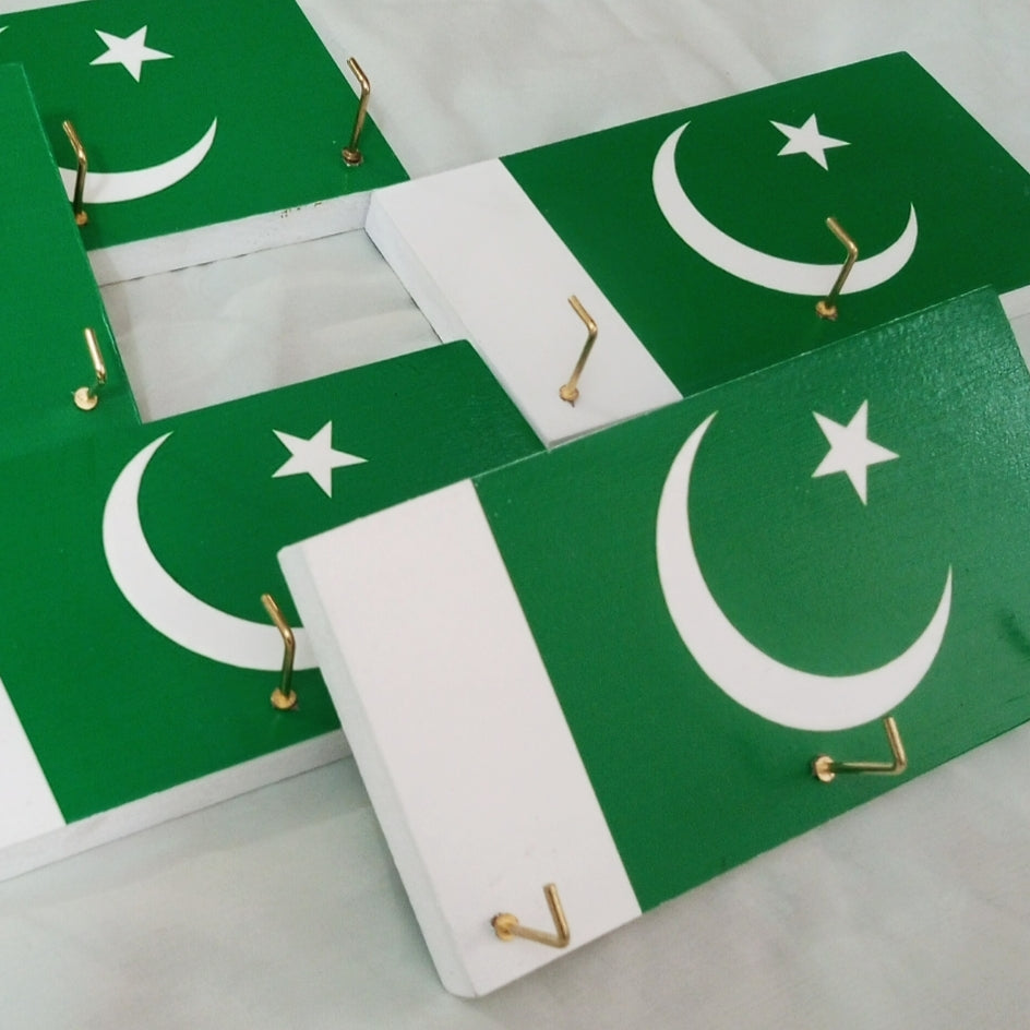 Pakistani Flag wooden key hanger