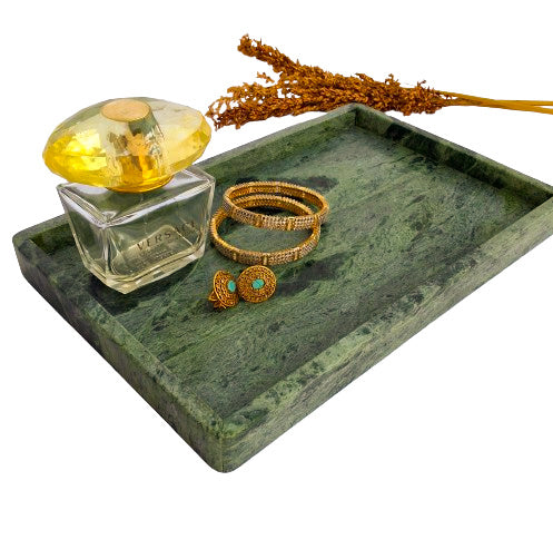 Jungle Green Marble Tray , Vanity tray made from natural marble , made in Pakistan