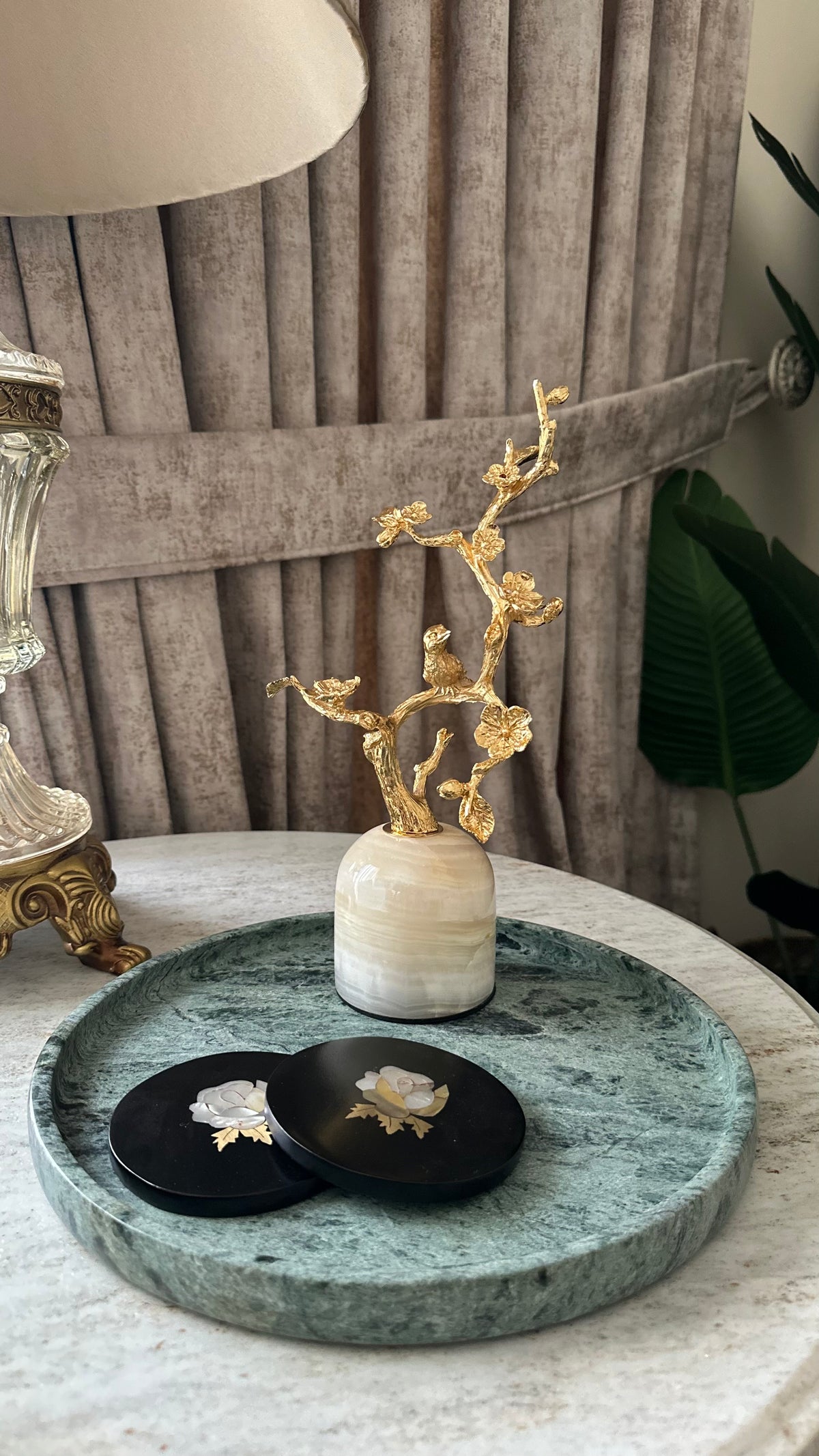 Hand crafted jungle green marble tray. Green marble tray. made of natural marble. vanity tray . perfume tray