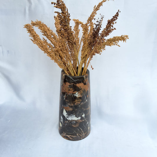 hand crafted Marble vase Pakistan, Black and Gold marble vase. marble vase, marble decoration 