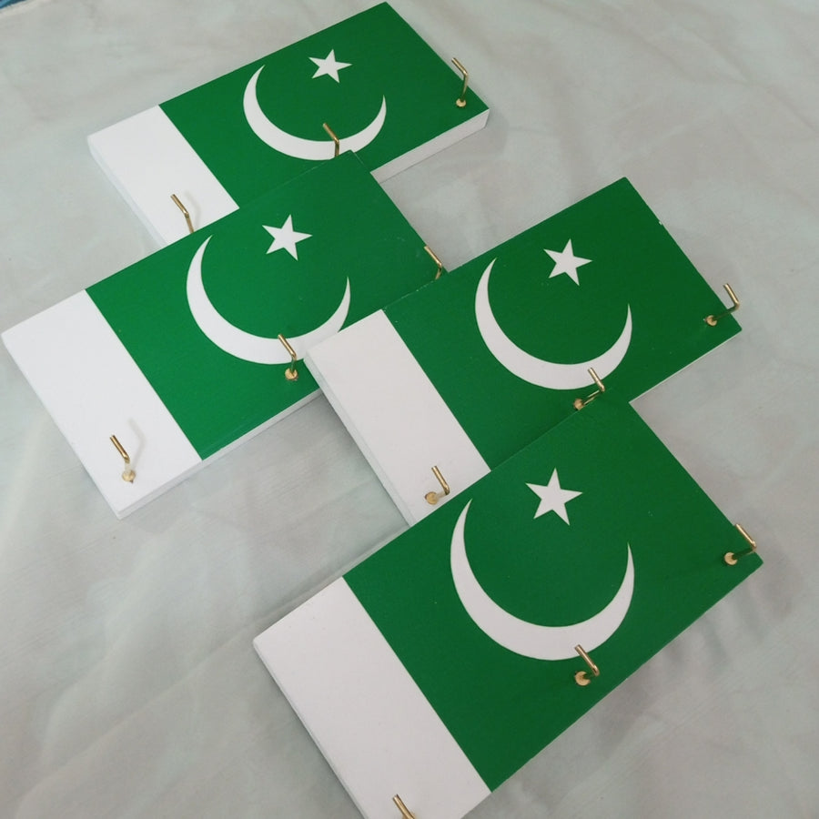 Pakistani Flag wooden key hanger