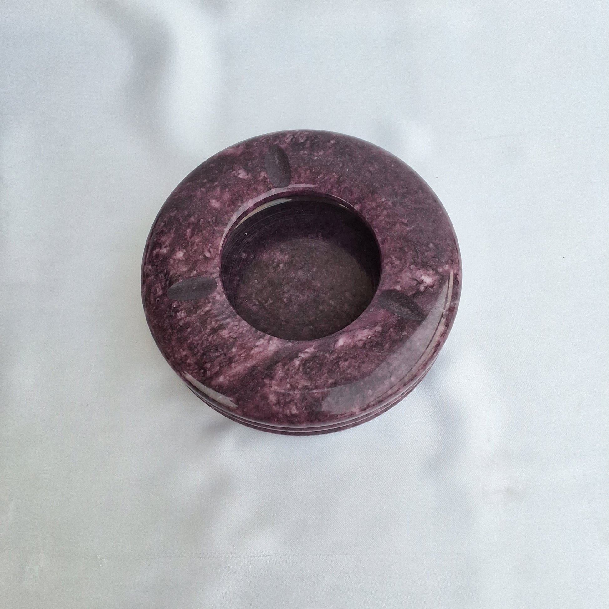 Handmade ashtray made from natural marble in Pakistan. Tinted ashtray. Purple ashtray. Home decor piece 