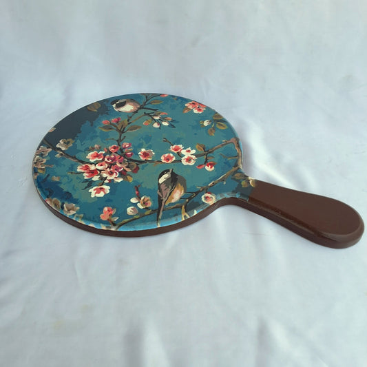 digitally printed round wooden cheeseboard / wooden platter perfect for serving and gifting. add to your tableware collection today.  