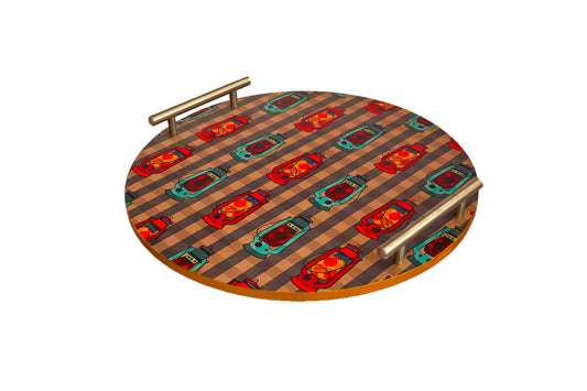 Wooden tray with traditional Pakistani lanterns printed on it. This serve ware or tableware can be used for as serving tray or decorative tray. 