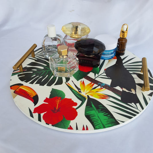 Digitally printed wooden tray, can be used as decorative tray, serving tray or as a perfume tray. 