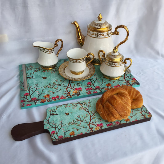 Digitally printed multipurpose wooden trays. Can be used as serving tray as a decorative tray or as a perfume tray. 