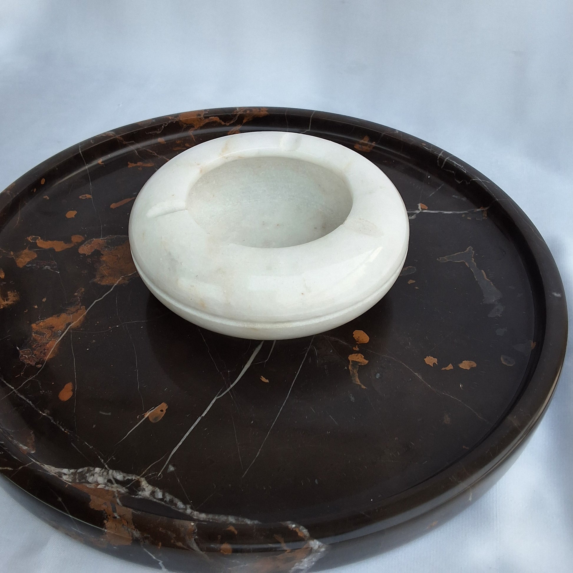 Handmade ashtray made from natural marble in Pakistan.  Ziarat White marble ashtray. Home decor piece 