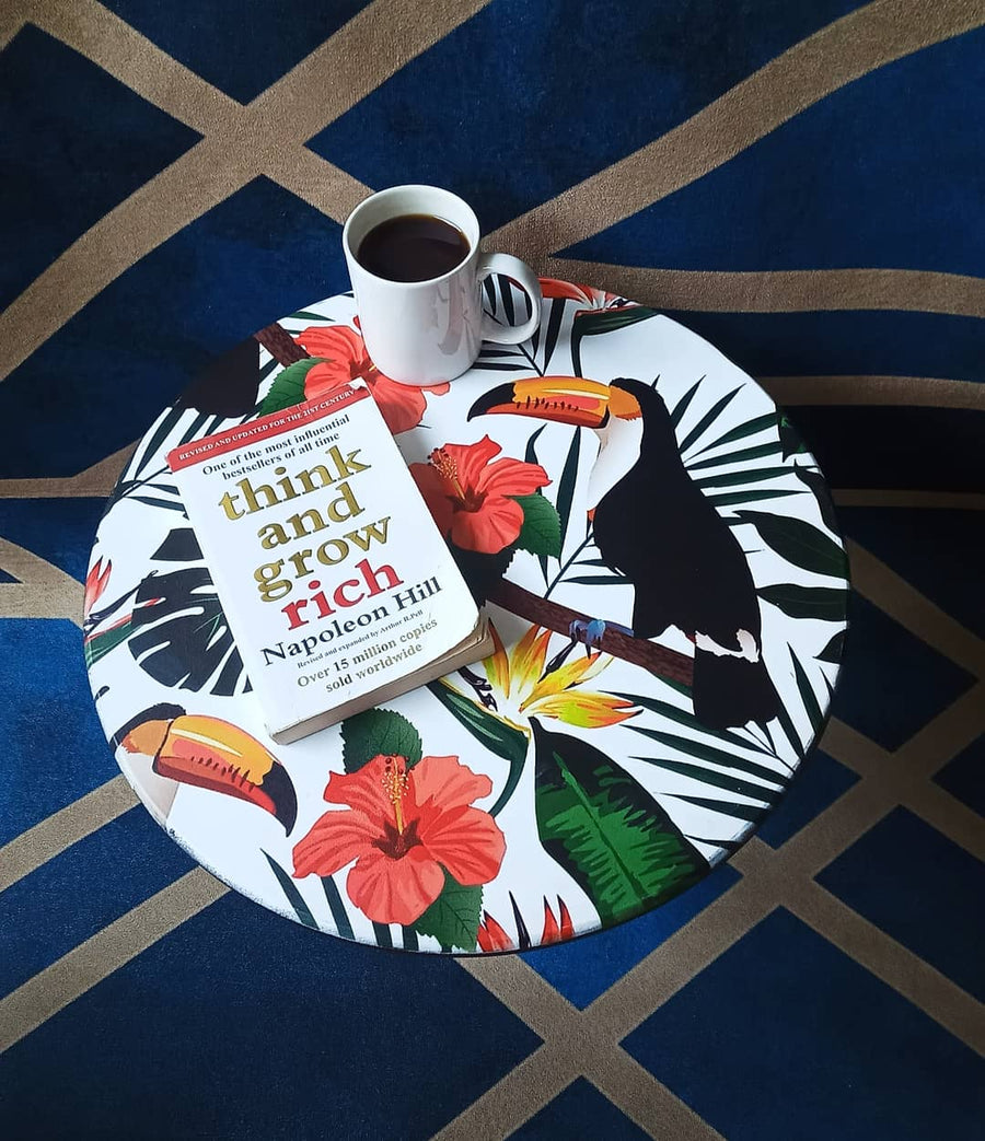 wooden coffee table with digitally printed wooden top and metallic legs. beautiful home decor and a perfect gift. 