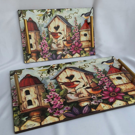 Wooden tray in Pakistan Vintage print. Use as a decorative tray or serving tray