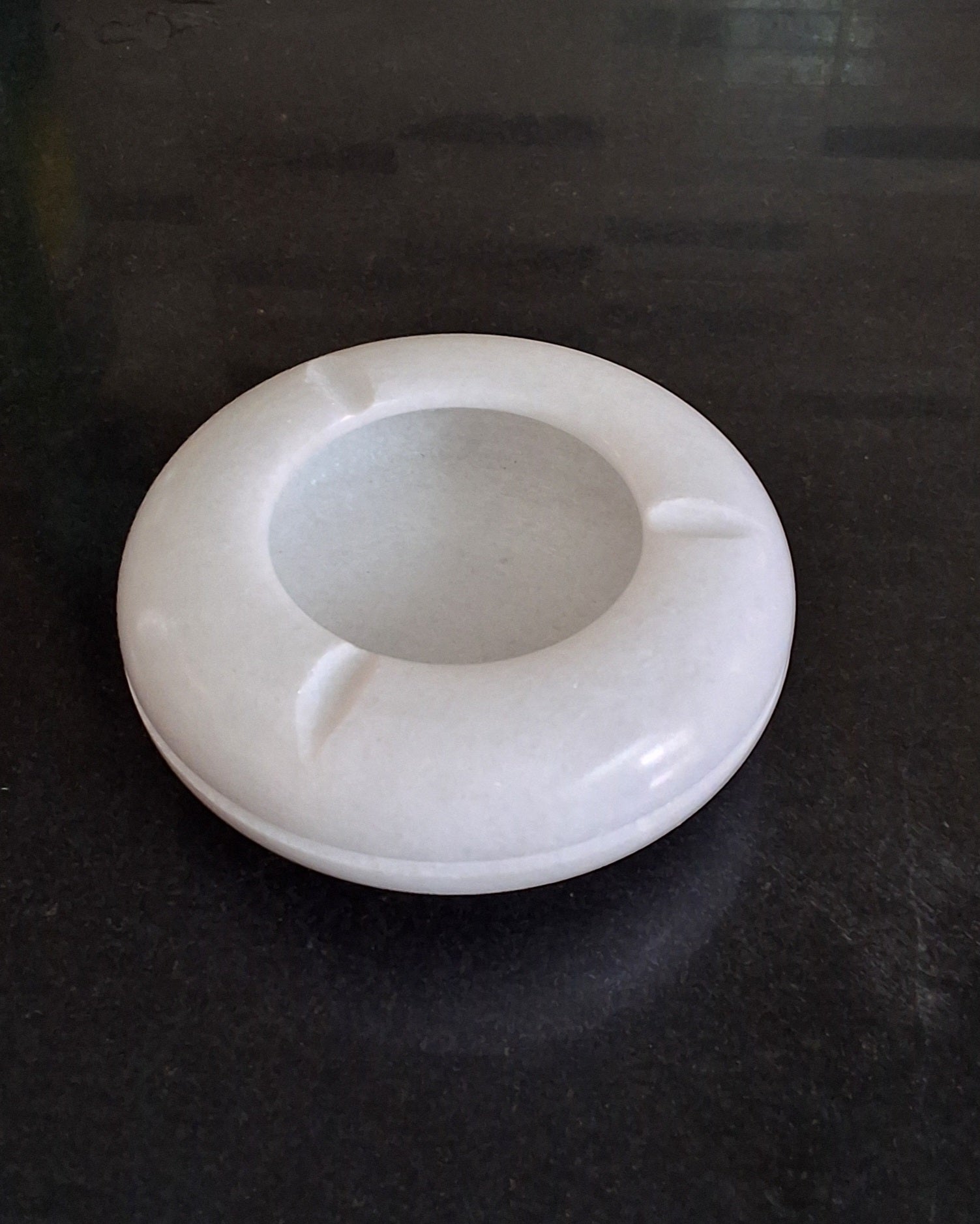 Handmade ashtray made from natural marble in Pakistan.  Ziarat White marble ashtray. Home decor piece 