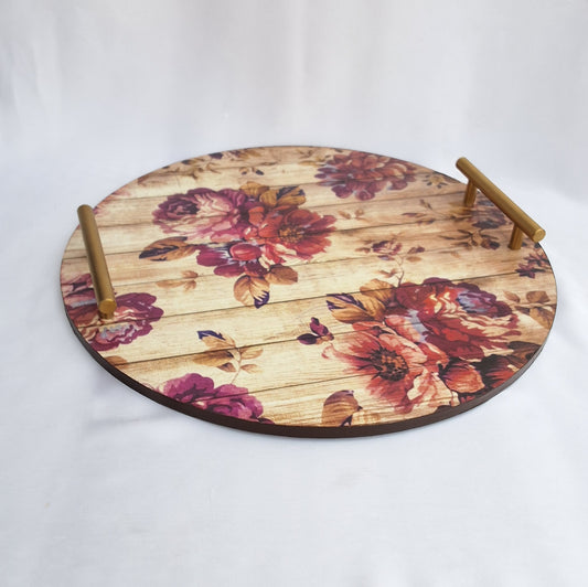 wooden tray in Pakistan. floral print. Can be used as a decorative tray or as a serving tray. 