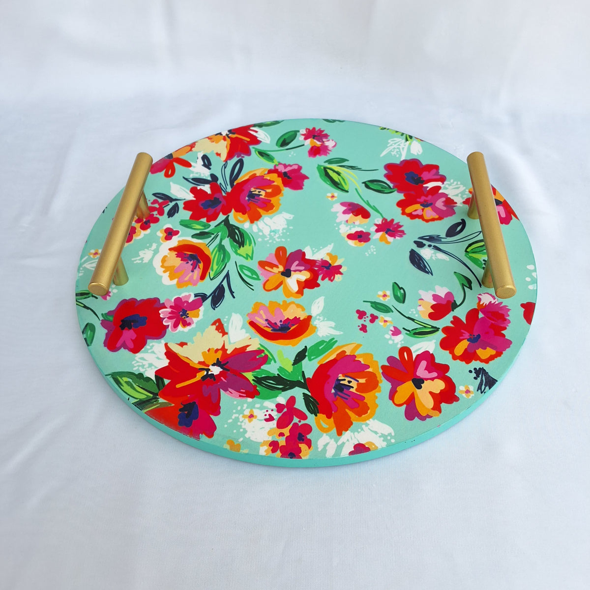 Floral wooden tray in Pakistan, digitally printed, floral decorative tray, floral serving tray
