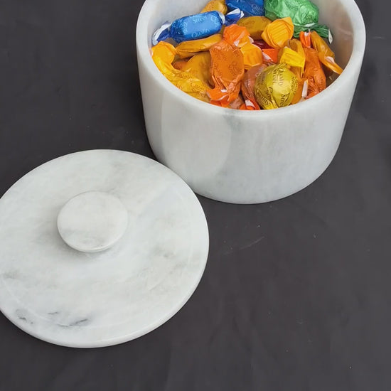 Ziarat White marble jar/ marble canister
