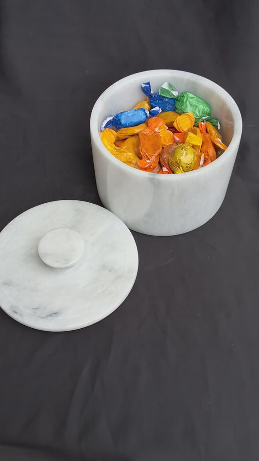 Ziarat White marble jar/ marble canister
