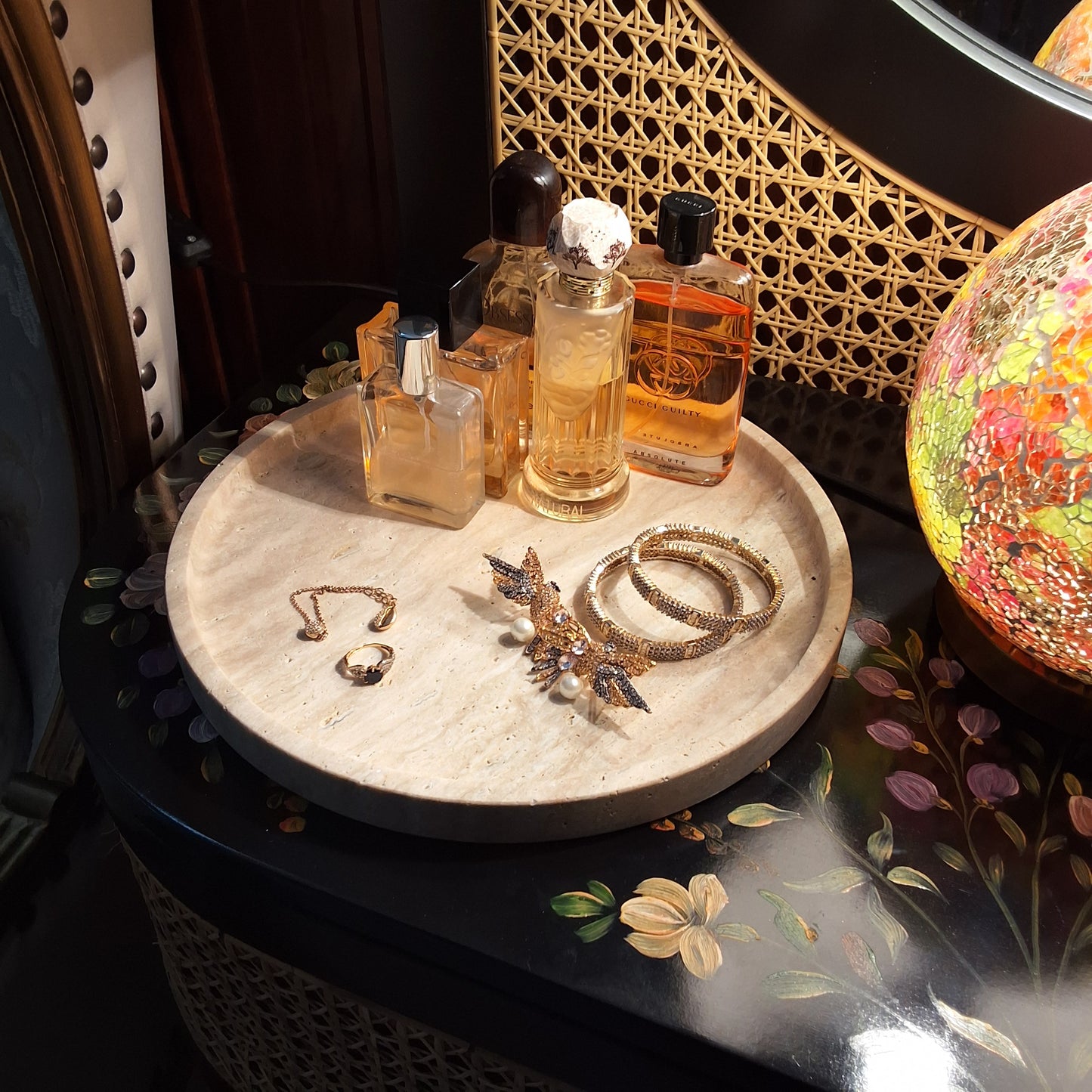 Round Marble and Travertine Trays