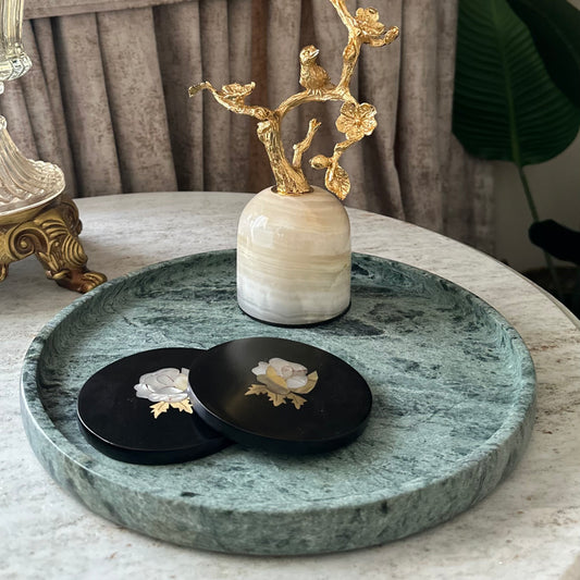 Jungle Green Marble Tray-Round