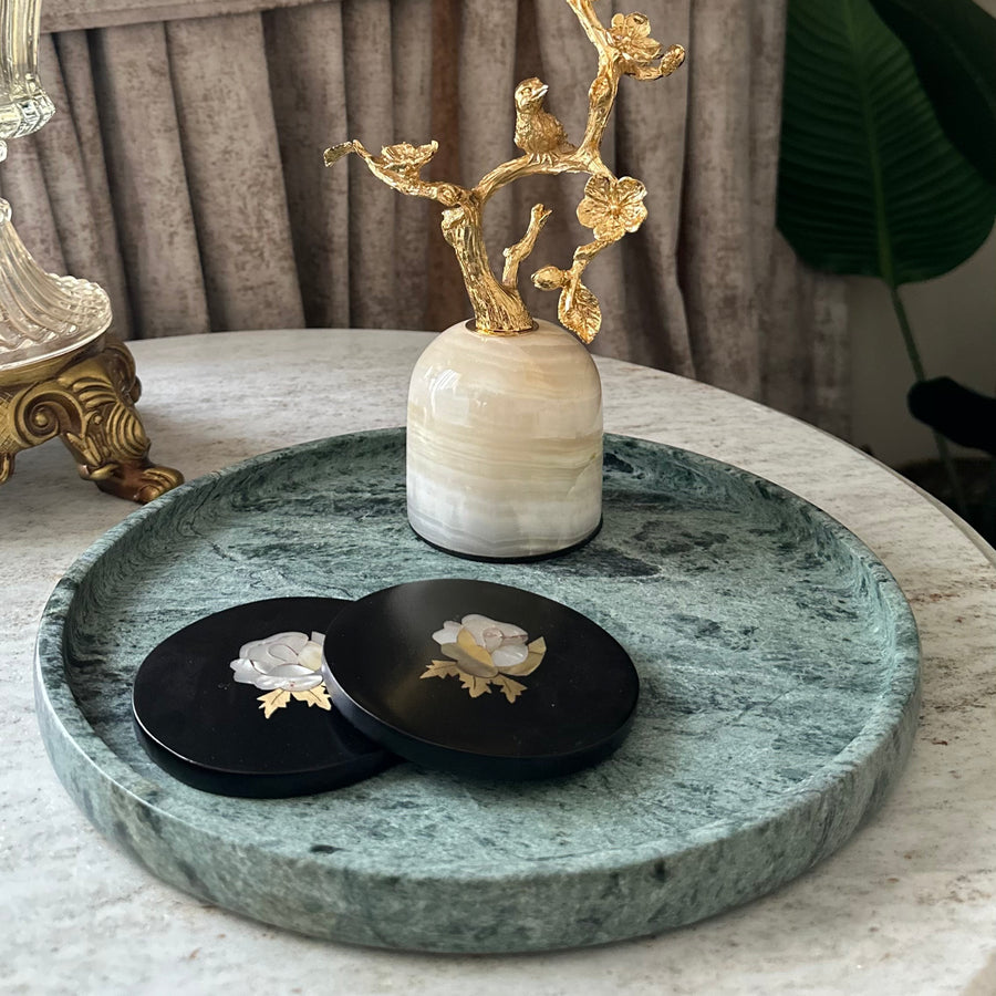 Jungle Green Marble Tray-Round