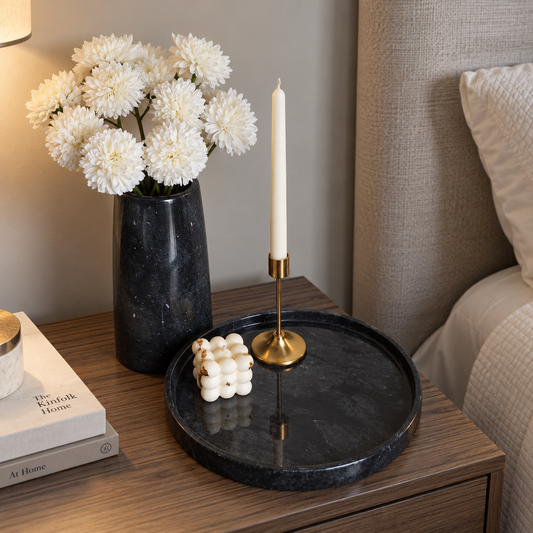 Noir Marble Vase-Jet black