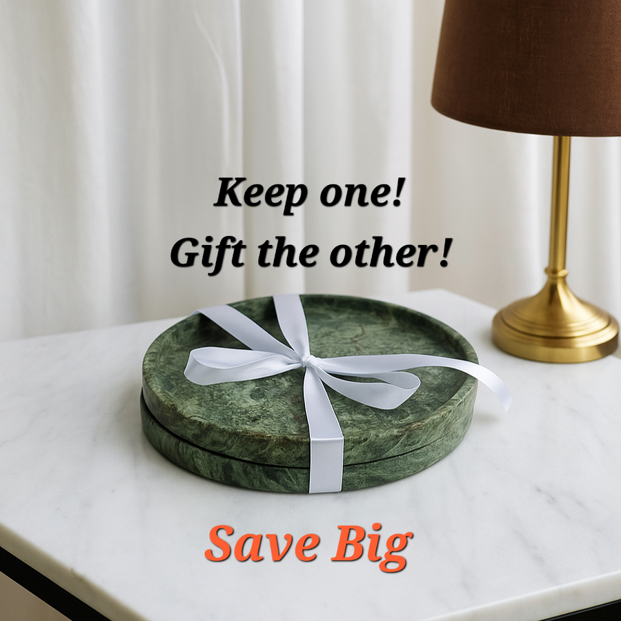 jungle green marble trays bundle offer. buy 2 trays and ger discount. natural marble trays made in Pakistan